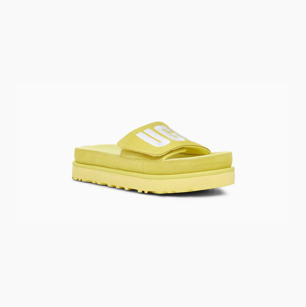 UGG Laton Light Yellow Slides for Women (FMDZ47582)